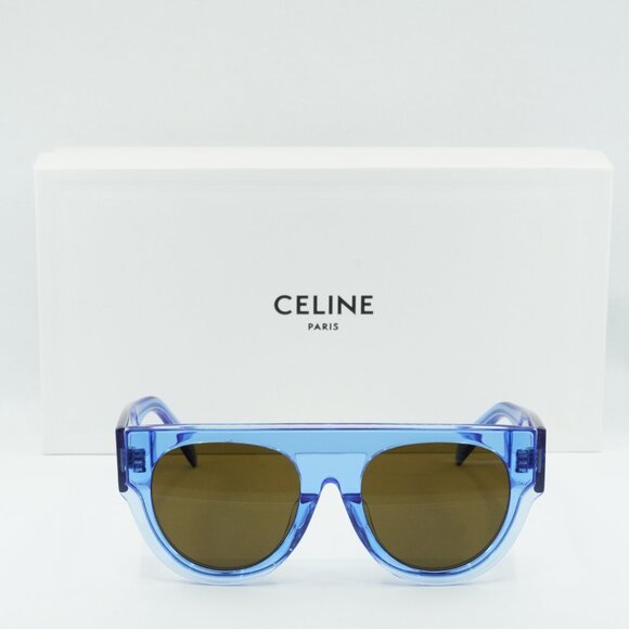 Celine CL40012F 84E Aviator Sunglasses - Blue Transparent/Brown - Picture 2 of 8